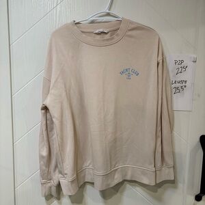 Yacht Club USA Cream Crewneck Sweatshirt Oversized Preppy Nautical Aesthetic